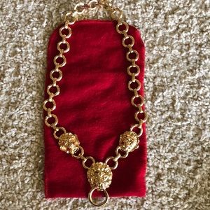 Goldtone Lion’s Head Necklace, 21 1/2”